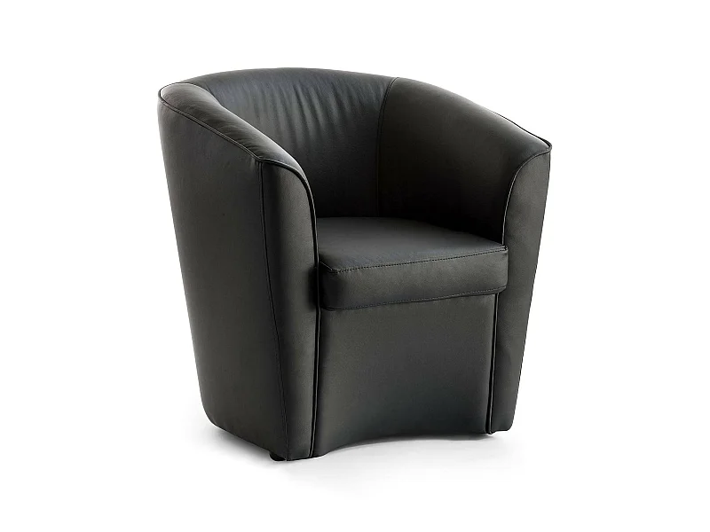 Poltrona Annaluna, Poltrona da salotto, 100% Made in Italy, Poltroncina relax in ecopelle, Cm 70x60h74, Nero