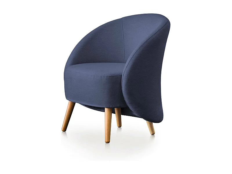 Annarella fauteuil, Design lounge fauteuil, 100% Made in Italy, Ontspannende fauteuil in gecapitonneerde stof, 70x60h80 cm, Blauw