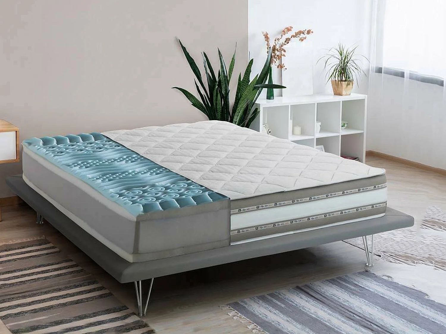 Colchão de solteiro Ursula, colchão Memory Foam e Gel com 9 zonas diferenciadas, 100% Fabricado na Itália, Antiácaro e Hipoalergênico, 90x200h27 cm