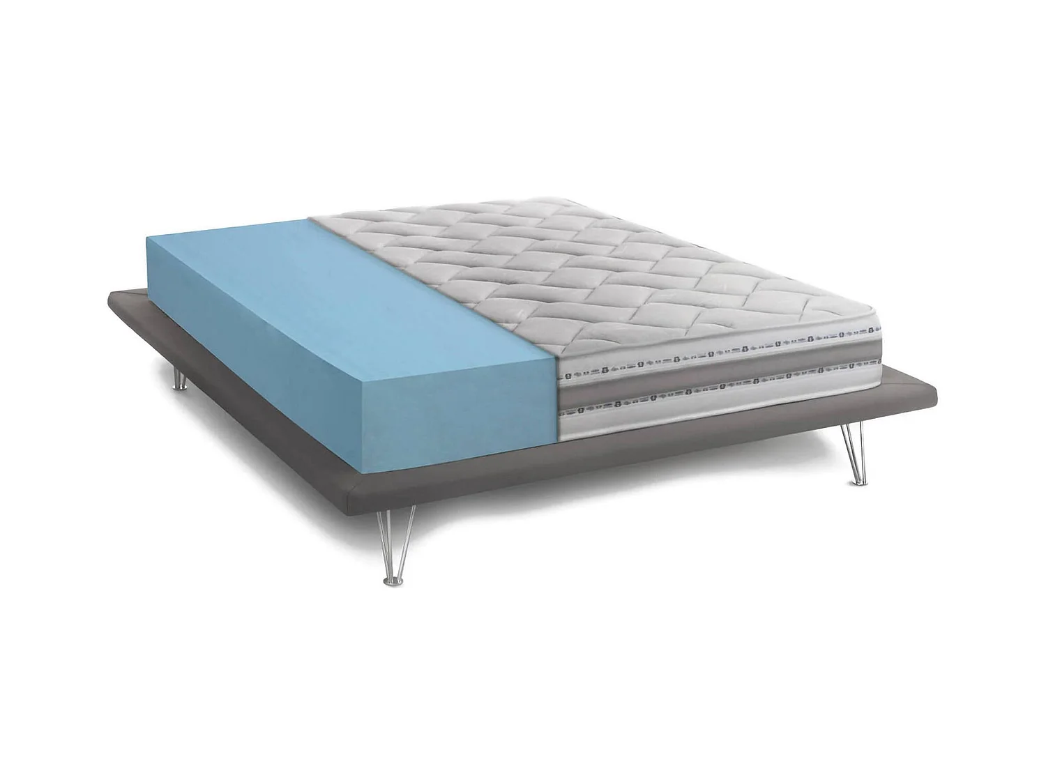 Matelas double Jennifer, matelas amovible en mousse à mémoire de forme et Waterfoam, 100% Made in Italy, anti-acariens et hypoallergénique, 120x190h21 cm