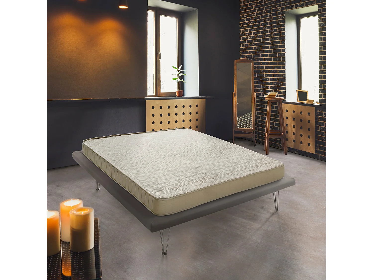 Matelas double Daria, matelas Waterfoam, 100% Made in Italy, Anti-acariens et Hypoallergénique, 120x190h14 cm