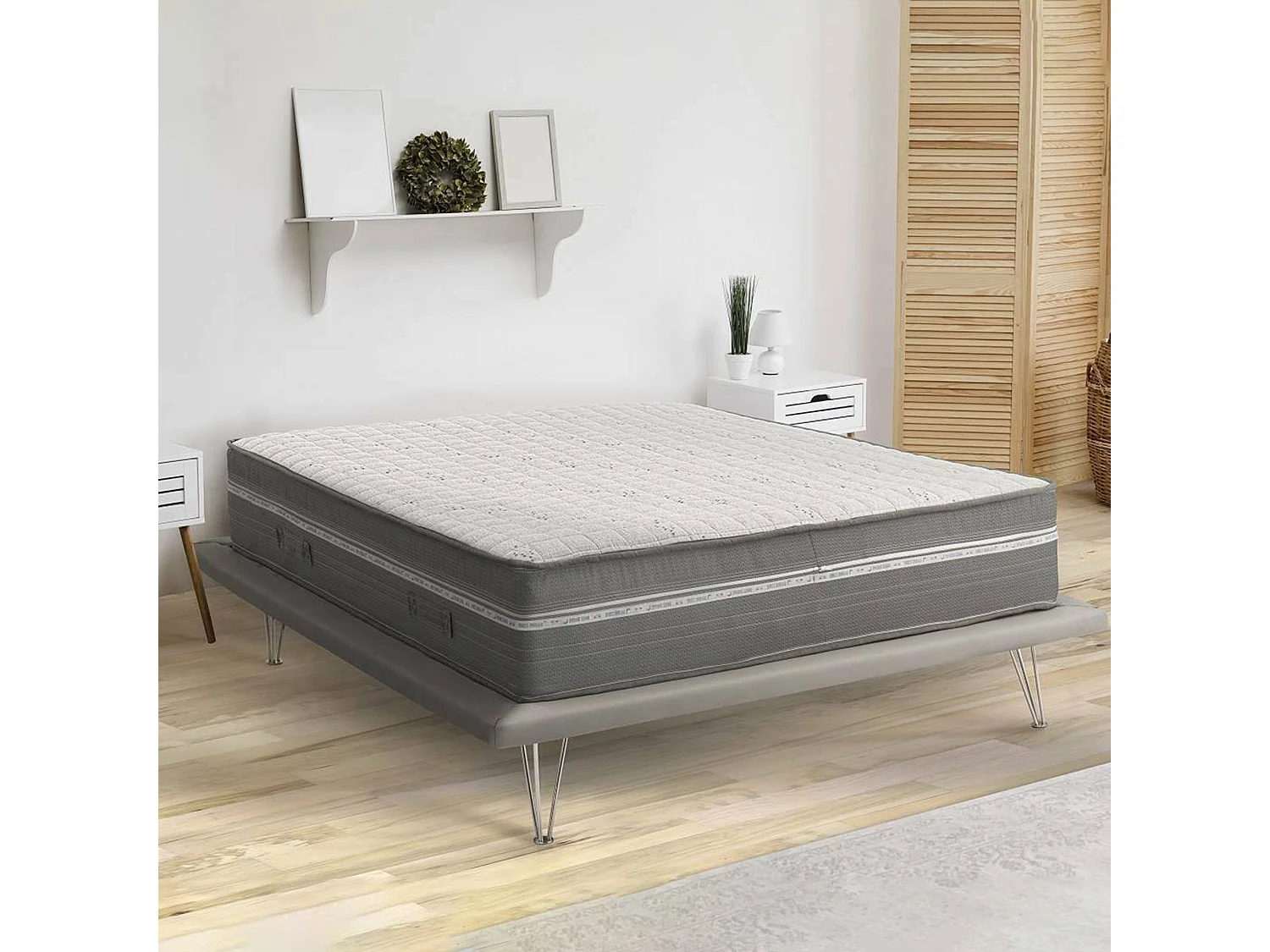 Talamo Italia Matrassen 120x190 Oriana Grijs, Ritsafsluiting, Hardheid 3/5, Geschikt voor Frame 120x190, Made in Italy