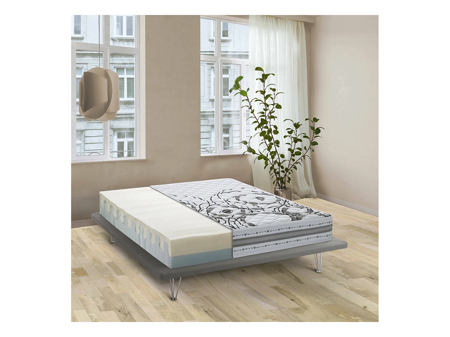 Materasso matrimoniale Silvana, Materasso in Memory foam e Waterfoam, 100% Made in Italy, Anti acaro e Anallergico, Cm 160x190h 22