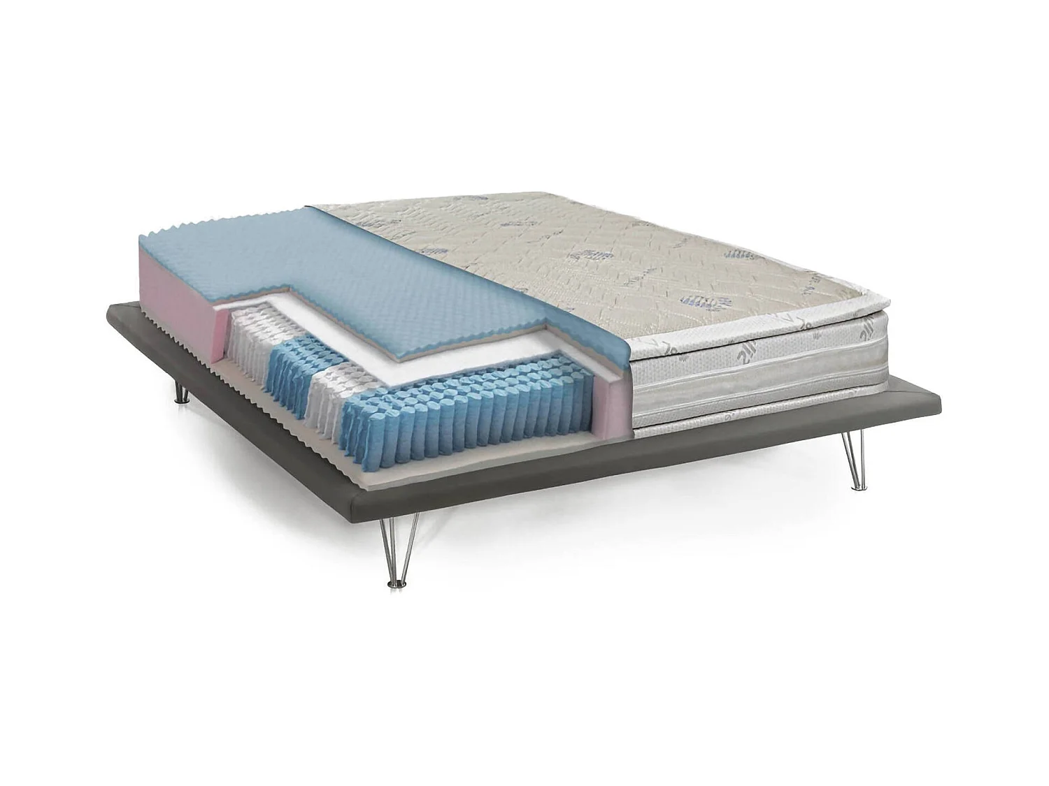 Matelas simple Lena, matelas à mémoire de forme et ressorts ensachés et ions d'argent, 100% Made in Italy, anti-acariens et hypoallergénique, 80x190h37 cm