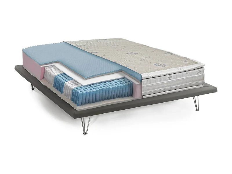 Lena eenpersoonsmatras, matras in memory en pocketveren en zilverionen, 100% Made in Italy, anti-mijt en hypoallergeen, 80x190h37 cm