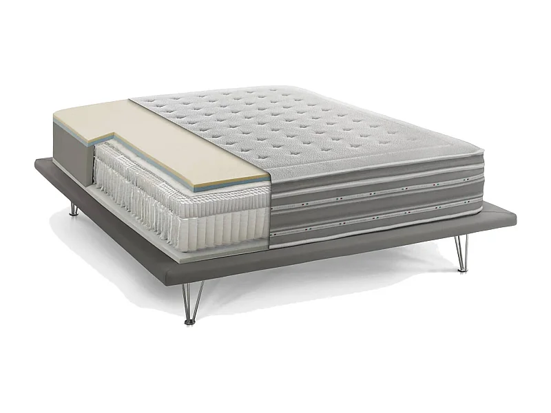 Sharon-Doppelmatratze, orthopädisch aus Memory-Schaum und Taschenmikrofedern, 100 % Made in Italy, milbenhemmend und hypoallergen, 160 x 190 x 37 cm