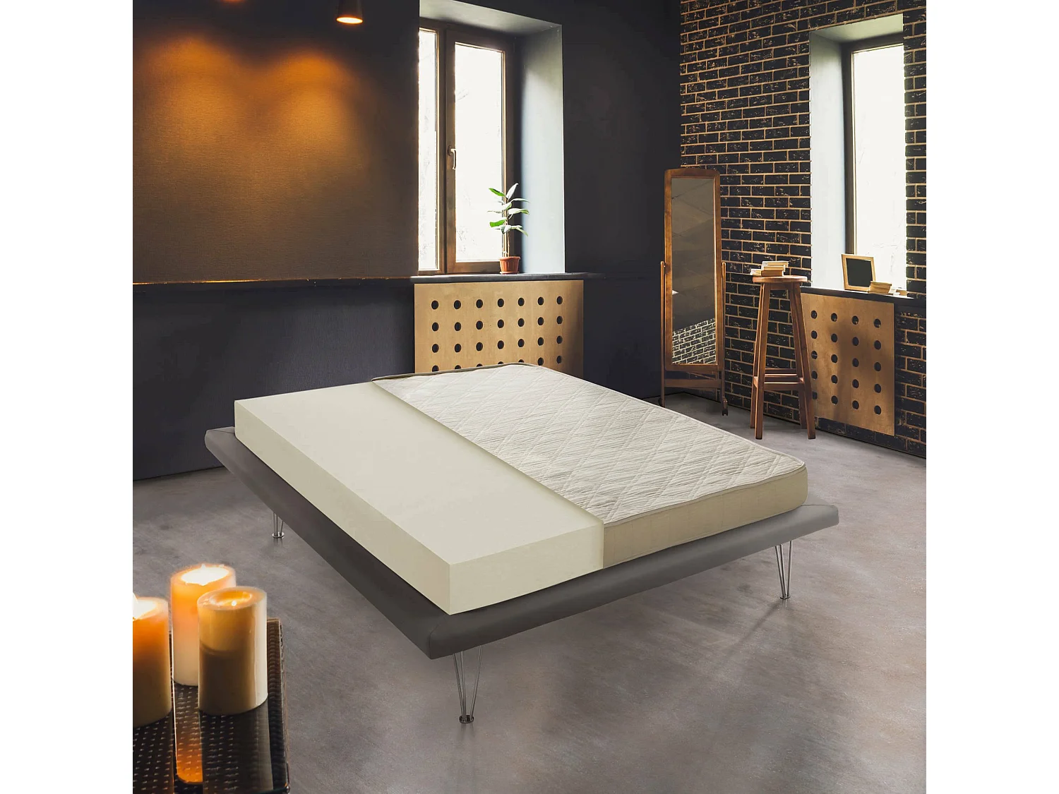 Matelas double Liliana, matelas Waterfoam, 100% Made in Italy, Anti-acariens et Hypoallergénique, 160x190h14 cm