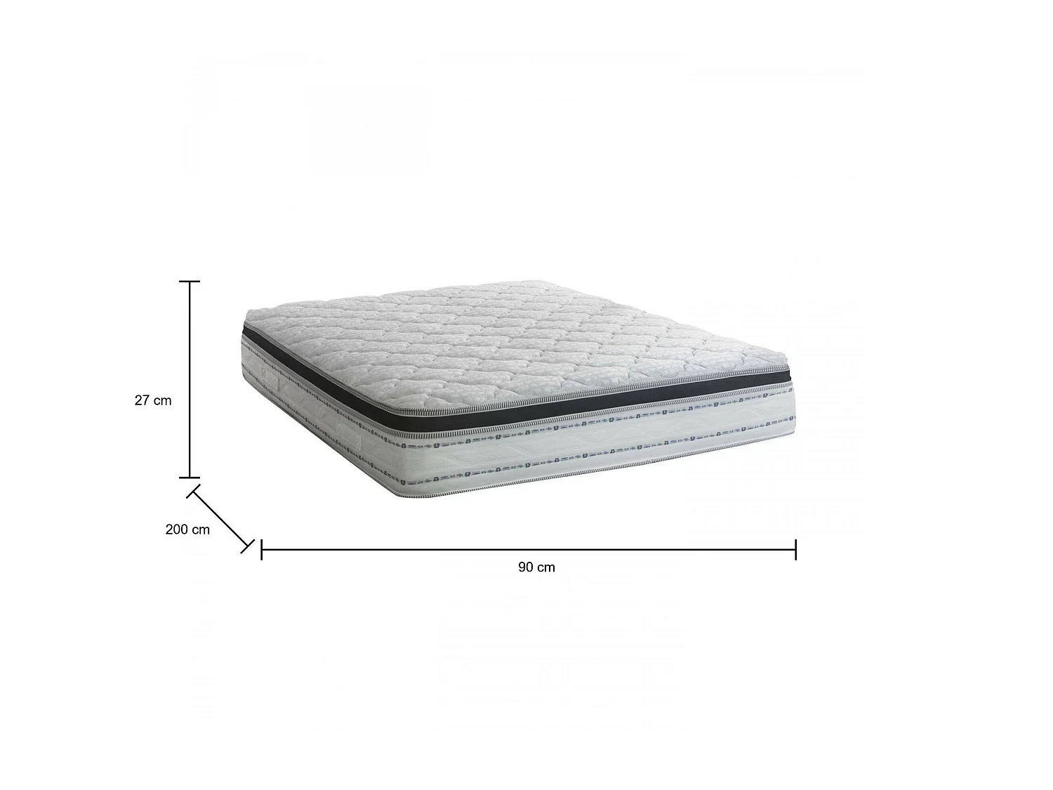 Matelas simple Laila, déhoussable en Memory Foam+Gel et ressorts ensachés, 100% Made in Italy, anti-acariens et hypoallergénique, 90x200h27 cm