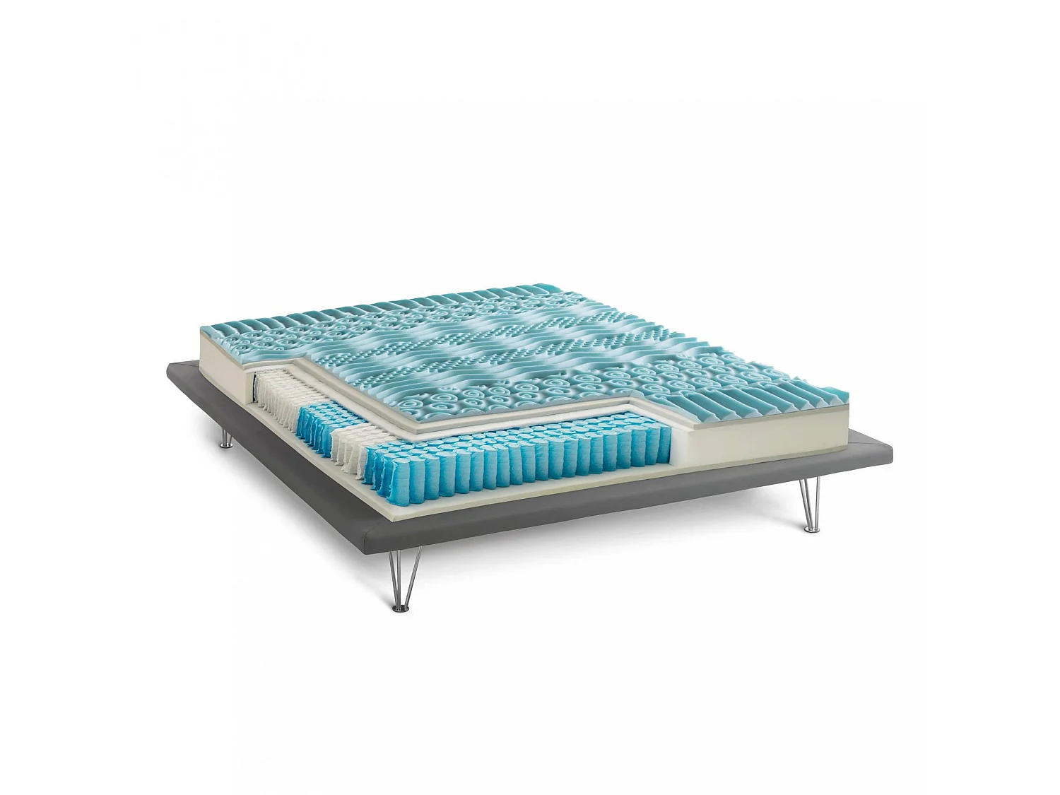 Matelas simple Laila, déhoussable en Memory Foam+Gel et ressorts ensachés, 100% Made in Italy, anti-acariens et hypoallergénique, 90x200h27 cm