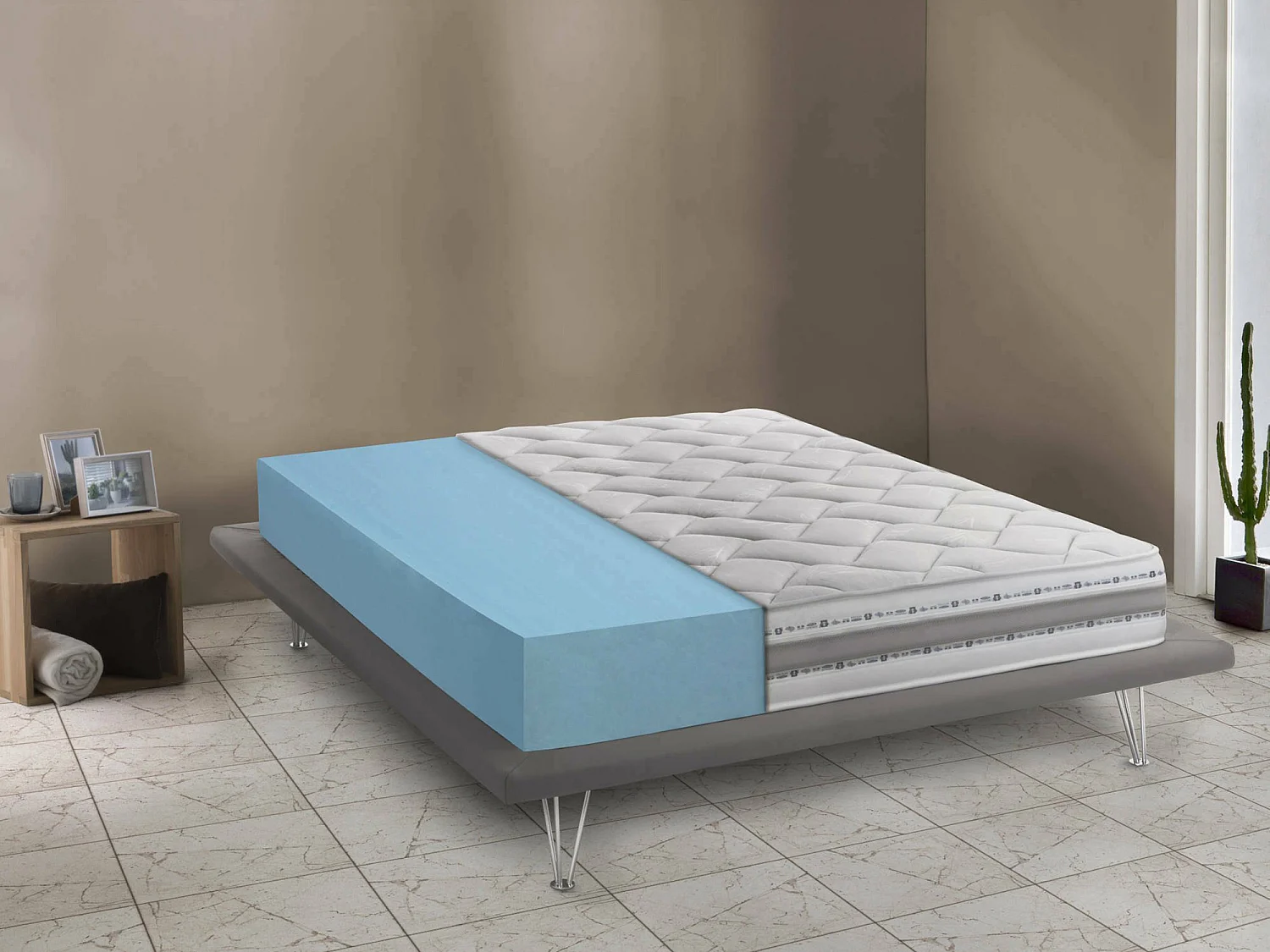 Talamo Italia Tweepersoonsmatras Sveva 160x200x21 cm Wit, Afneembaar, Stevigheid 5/5, Geschikt voor 160x200 cm. Made in Italy