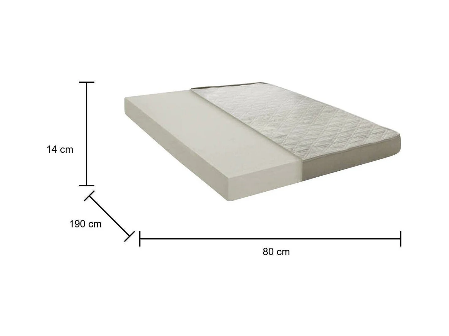 Lorella eenpersoonsmatras, Waterschuimmatras, 100% Made in Italy, Anti-mijt en hypoallergeen, 80x190h15 cm