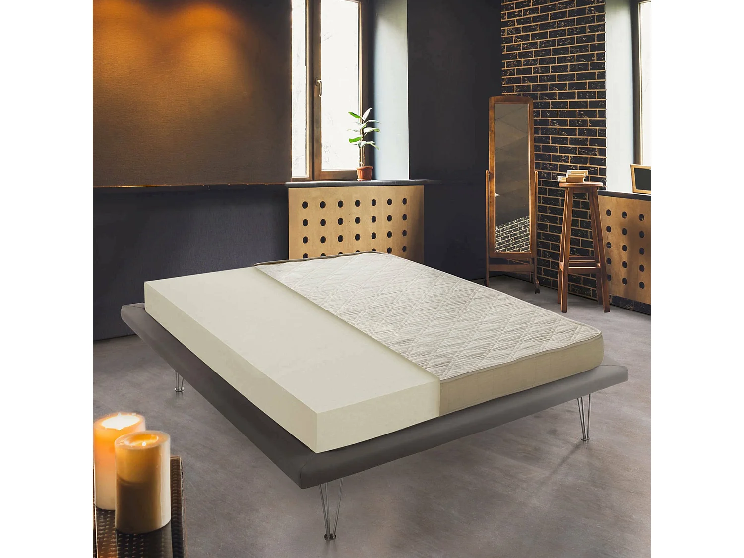 Matelas simple Lorella, matelas Waterfoam, 100% Made in Italy, anti-acariens et hypoallergénique, 80x190h15 cm