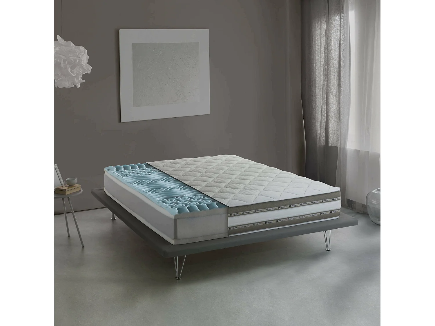 Colchón doble Naike, colchón desenfundable de Memory Foam y Waterfoam Gel, 100% Made in Italy, Antiácaros e Hipoalergénico, 140x200h27 cm