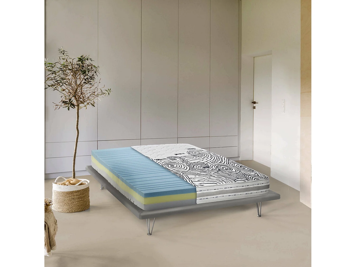 Matelas Erica queen size, matelas amovible en mousse à mémoire de forme et mousse d'eau, 100% Made in Italy, anti-acariens et hypoallergénique, 120x190h22 cm