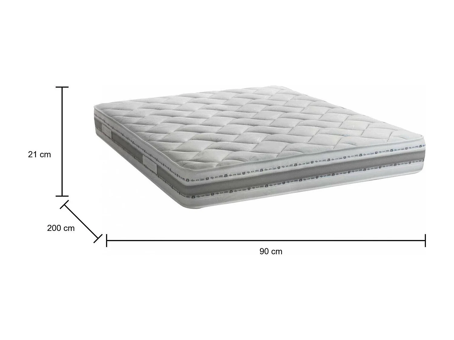 Talamo Italia Eenpersoonsmatras Sophie 90x200x21h cm Wit, Afneembaar, Hardheid 5/5, Geschikt voor 90x200 cm Frame, Made in Italy