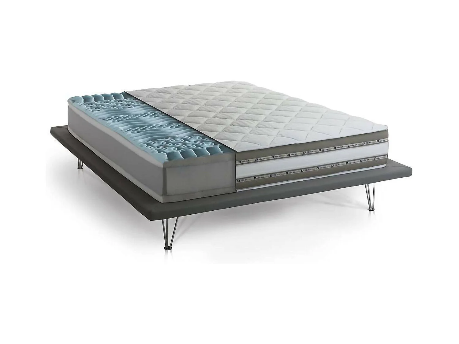 Matelas double Teodora, matelas en mousse à mémoire de forme et gel avec 9 zones différenciées, 100% Made in Italy, anti-acariens et hypoallergénique, 140x200h27 cm