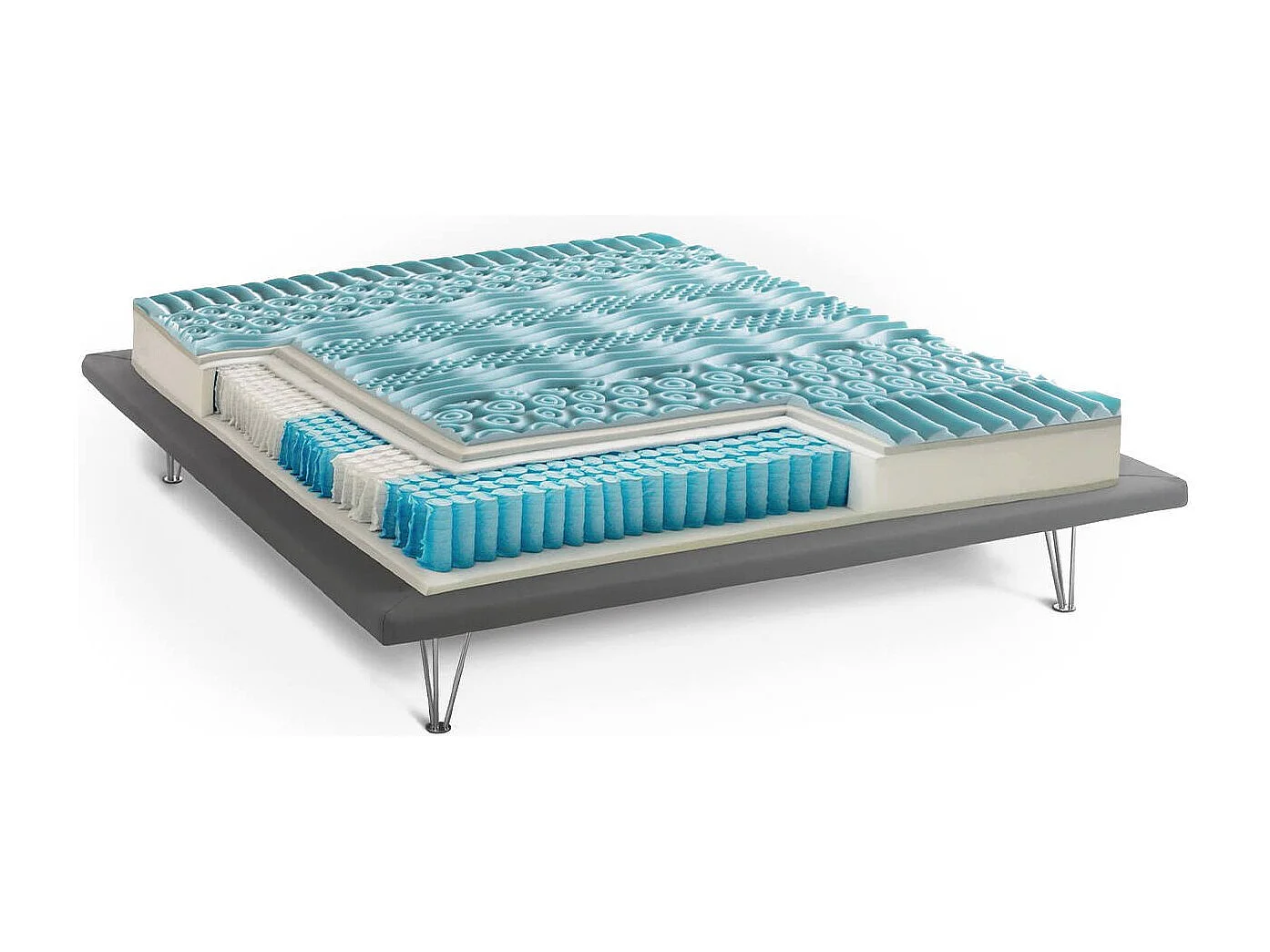 Colchón doble Porzia, funda desenfundable de Memory Foam+Gel y muelles ensacados, 100% Made in Italy, antiácaros e hipoalergénico, 160x200h27 cm