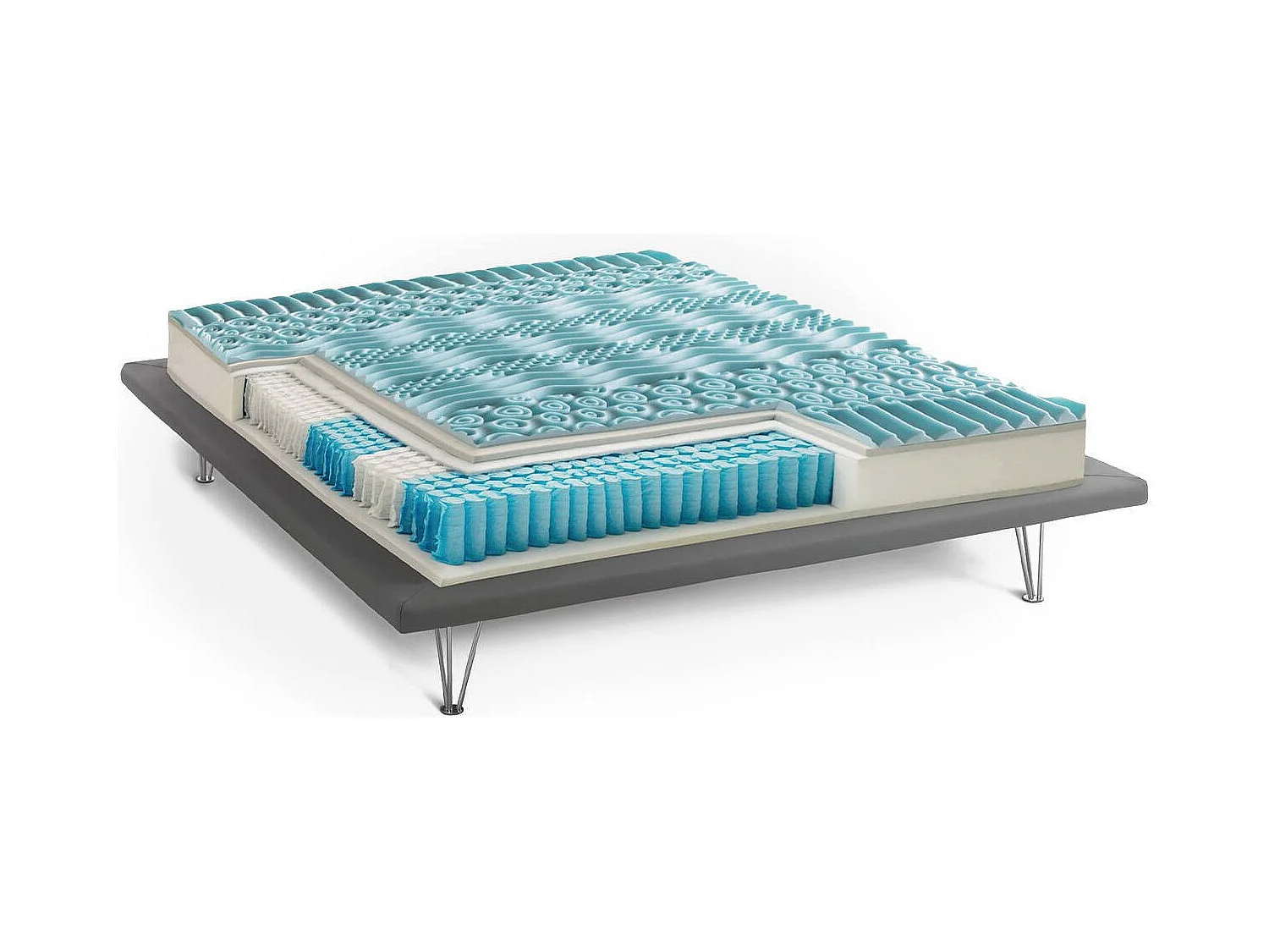 Matelas double Porzia, déhoussable en Memory Foam+Gel et ressorts ensachés, 100% Made in Italy, anti-acariens et hypoallergénique, 160x200h27 cm