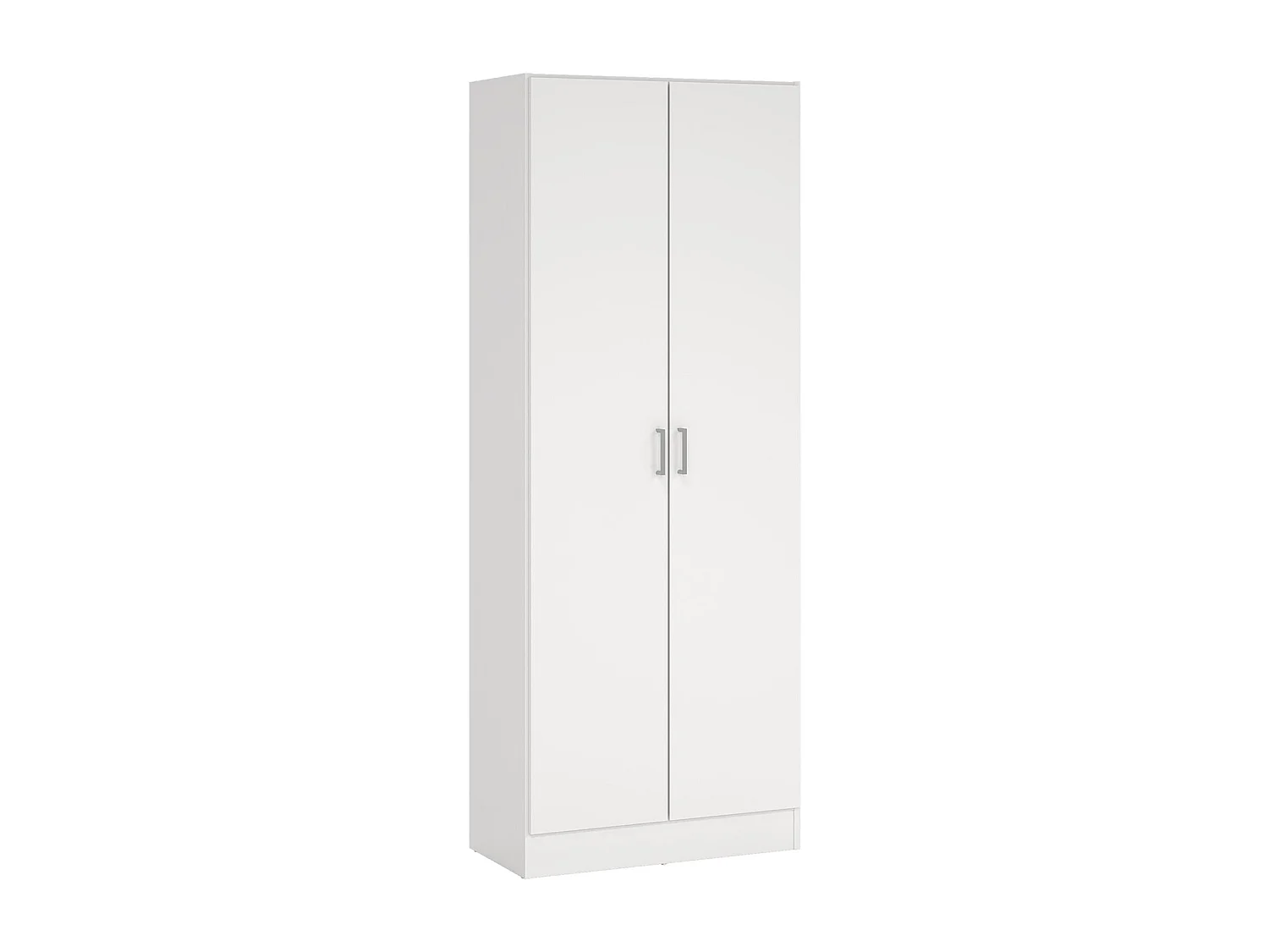 Armário multiuso Charleston, Armário para vassouras com 2 portas, Sapateira com prateleiras, Armário para vassouras, cm73x37h180 cm, Branco
