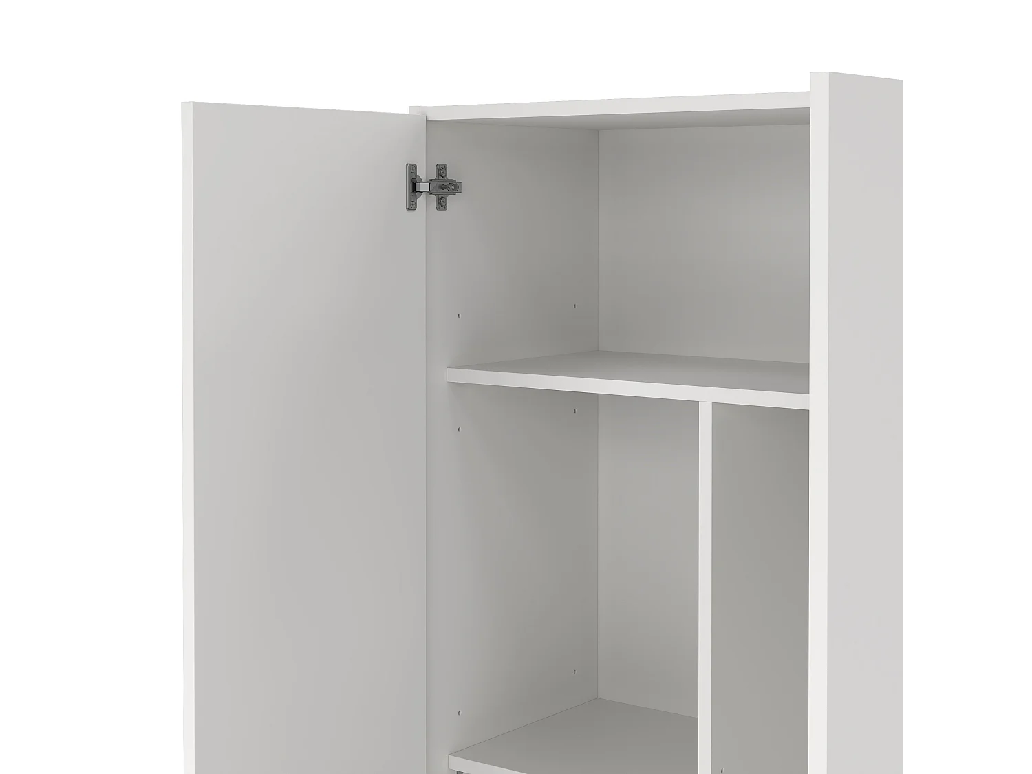 Armário multiuso Charleston, Armário para vassouras com 2 portas, Sapateira com prateleiras, Armário para vassouras, cm73x37h180 cm, Branco