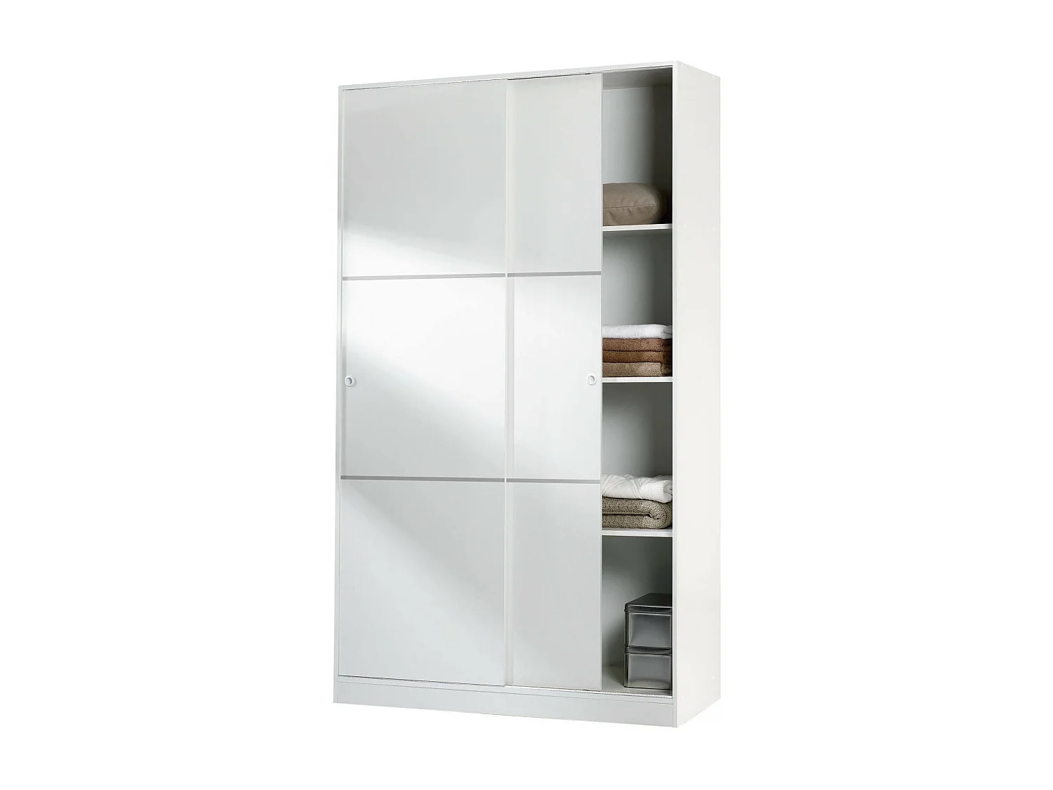 Waterbury Armoire, Armoire de Chambre avec 2 Portes coulissantes, Armoire avec 4 étagères et Tringle à vêtements, 120x50h200 cm, Blanc