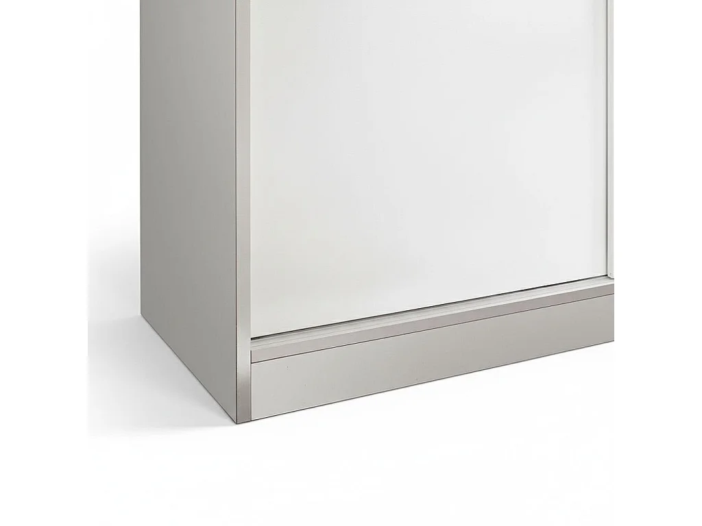 Waterbury Kledingkast, Slaapkamerkast met 2 schuifdeuren, Kast met 4 planken en kledingroede, 120x50h200 cm, Wit