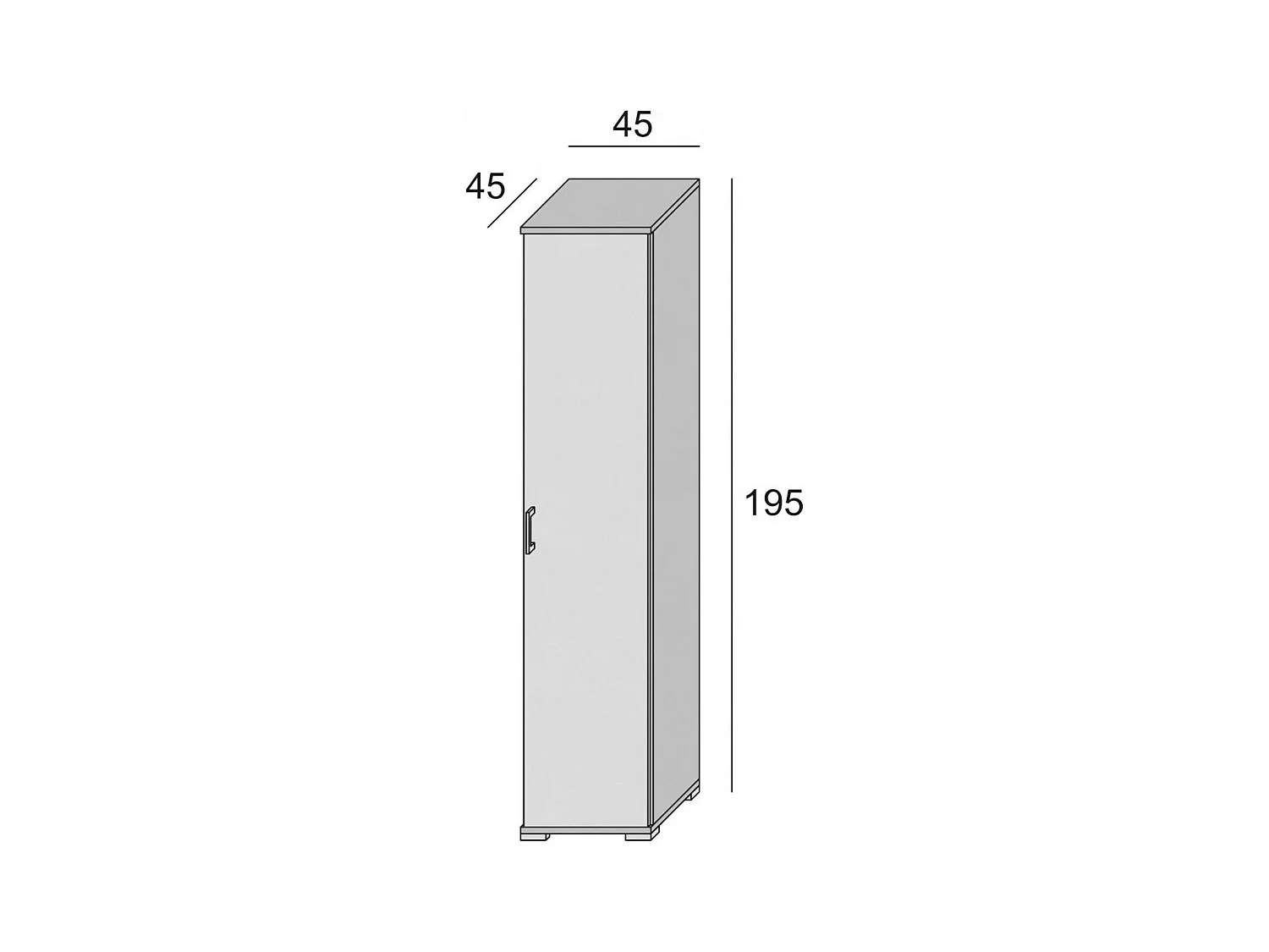 Armario multiusos Aquilegia, mueble lineal con 1 puerta batiente y 4 estantes regulables, mueble columna para baño, 100% Made in Italy, 45x45h195 cm, Roble y Blanco