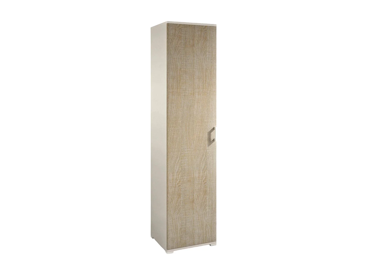 Armadio multiuso Aquilegia, Mobile lineare a 1 Anta battenti e 4 ripiani regolabili, Mobile a colonna per bagno, 100% Made in Italy, 45x45h195 cm, Rovere e Bianco