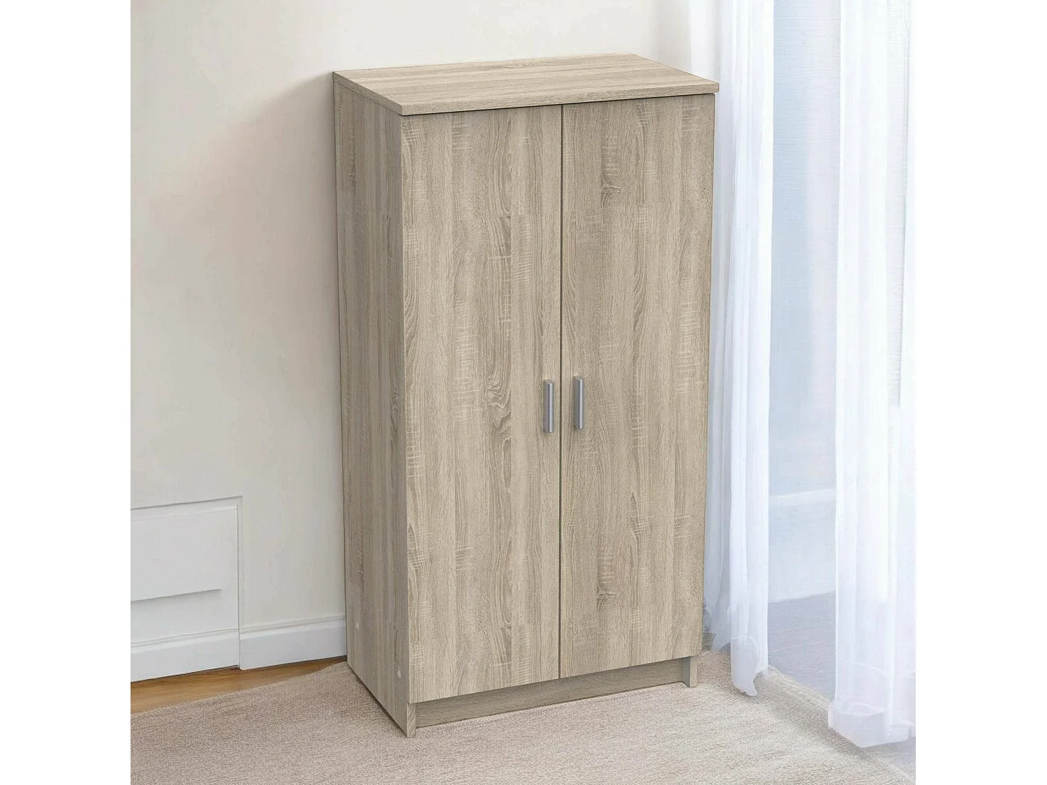 Meuble à chaussures Alcudia, Étagère à chaussures peu encombrante, Étagère à chaussures d'entrée, Armoire polyvalente avec 5 étagères, 55x36h108 cm, Chêne