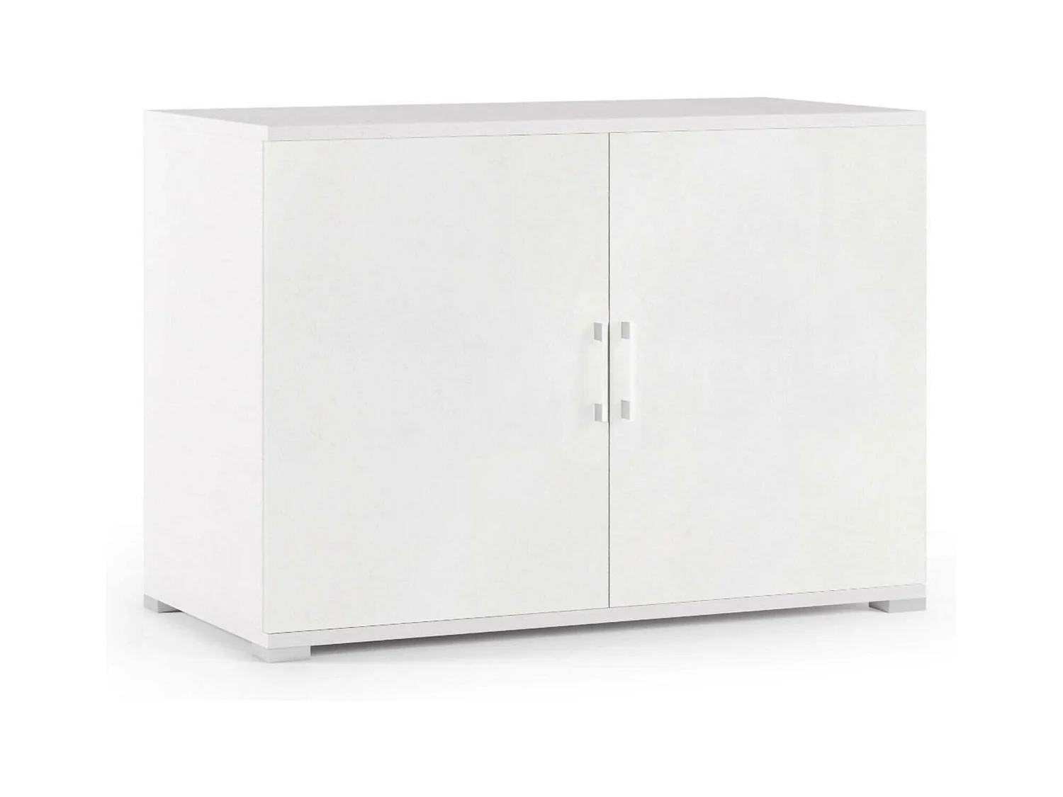 Armario multiusos Bucaneve, Mueble lineal de 2 puertas batientes con estante, Mueble de entrada, Zapatero moderno, 100% Made in Italy, 90x45h66 cm, Blanco