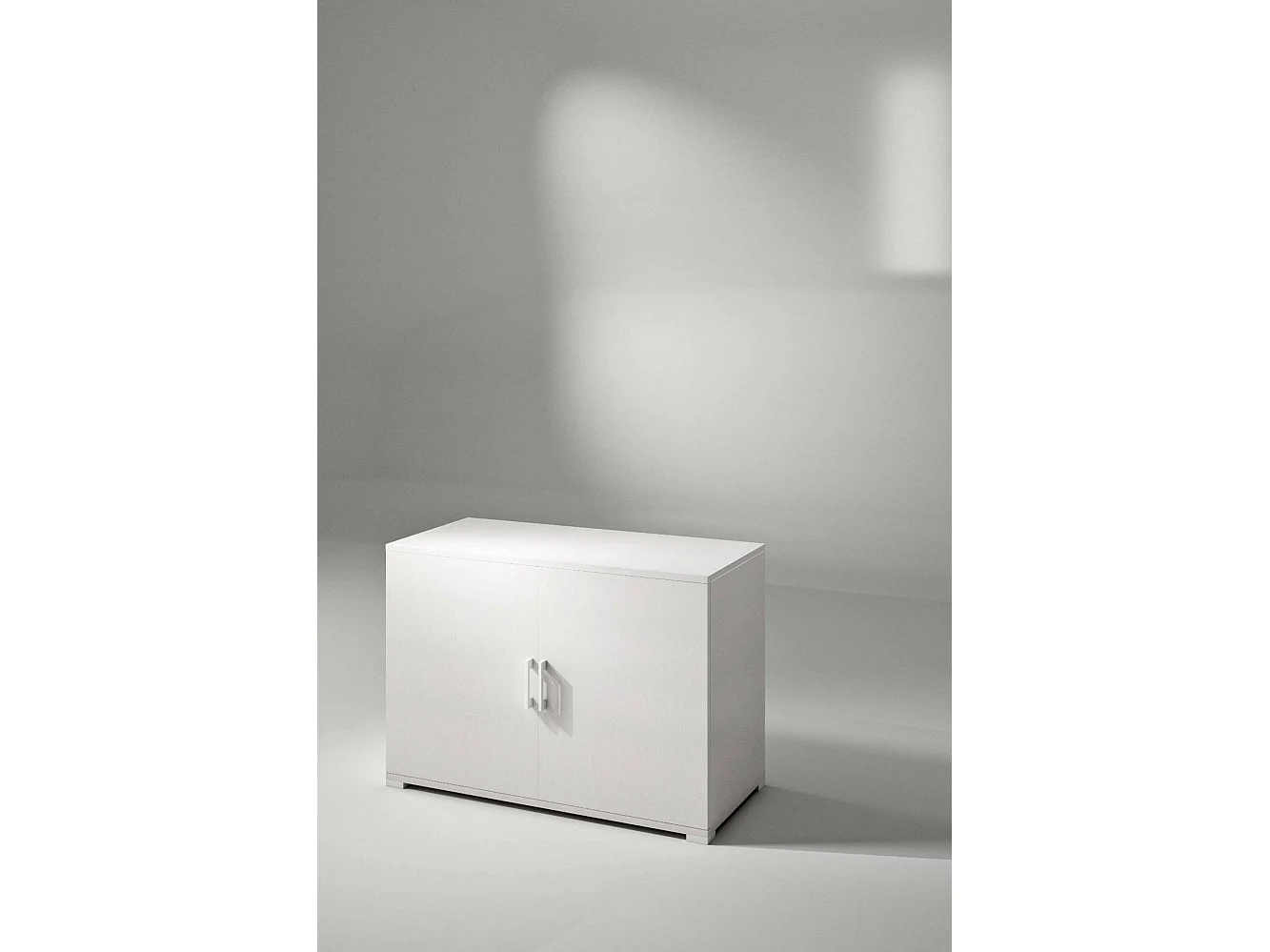 Armario multiusos Bucaneve, Mueble lineal de 2 puertas batientes con estante, Mueble de entrada, Zapatero moderno, 100% Made in Italy, 90x45h66 cm, Blanco