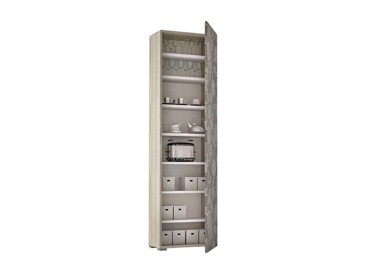 Dmora - Fiordaliso armoire polyvalente 1 porte, 50x30h182 cm, Orme, Panneau effet bois