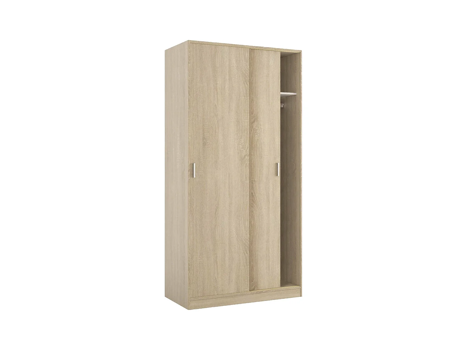 Armoire Lansing, Armoire de chambre avec 2 portes coulissantes, Armoire avec étagère et tringle à vêtements, 100x50h200 cm, Chêne