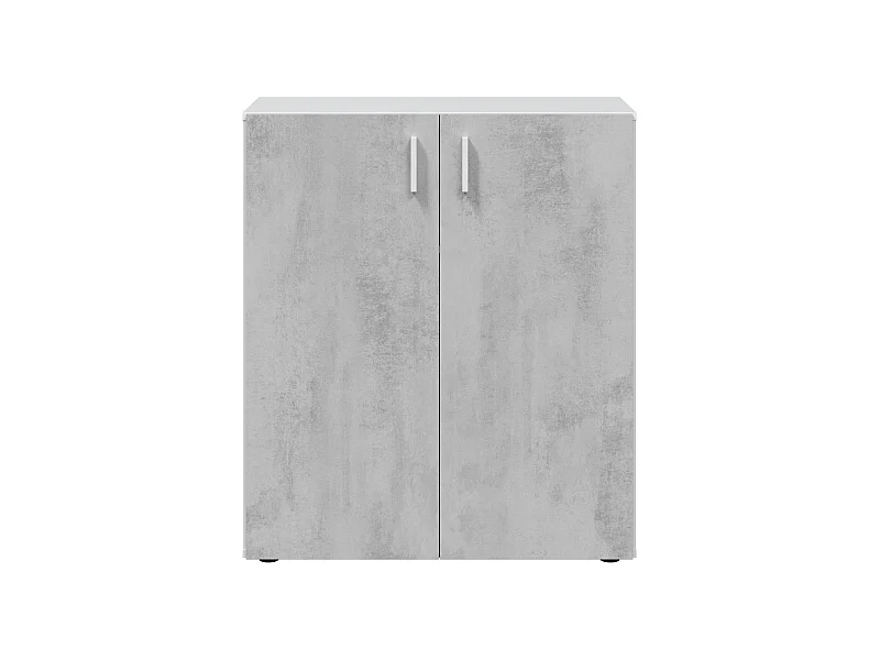 Mehrzweck-Kleiderschrank Hialeah, niedriger Hilfsschrank, Schuhregal mit 2 Flügeltüren und 1 Regal, Schuhregal, 80 x 37 x 92 cm, Zement und WeiÃŸ