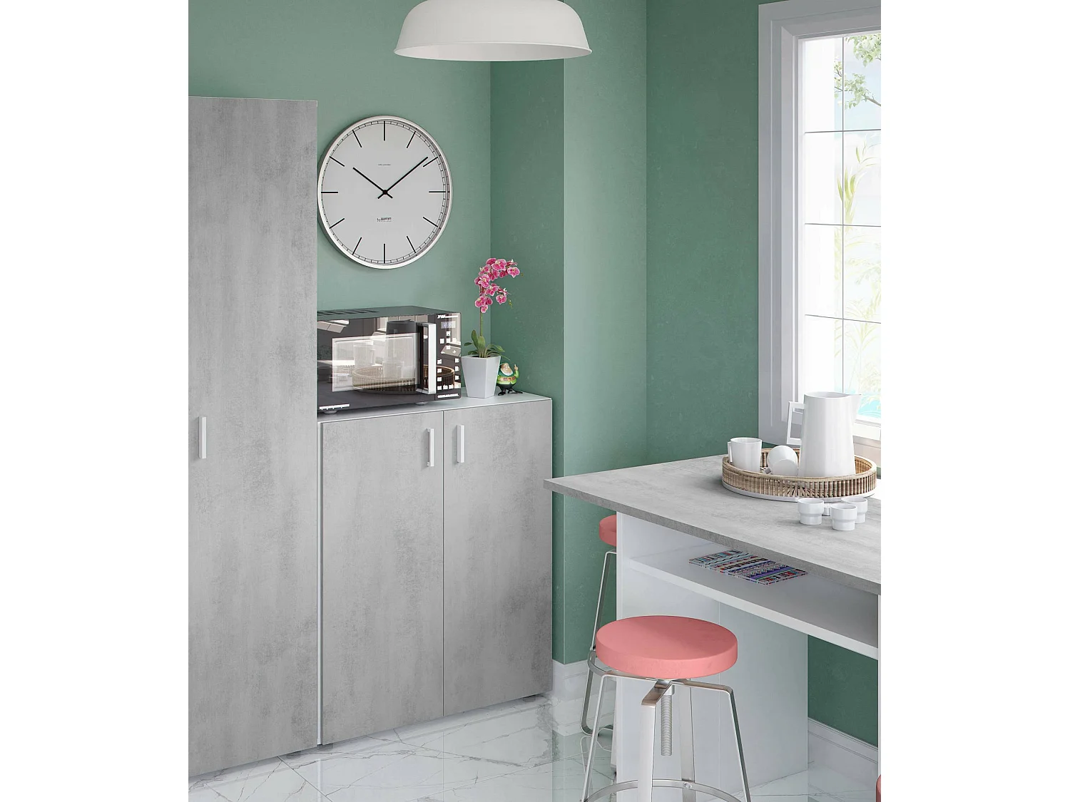 Dmora Multifunctionele Kast 2 Deuren Hialeah 37x92h cm Wit, 1 Plank, 2 Draaideuren