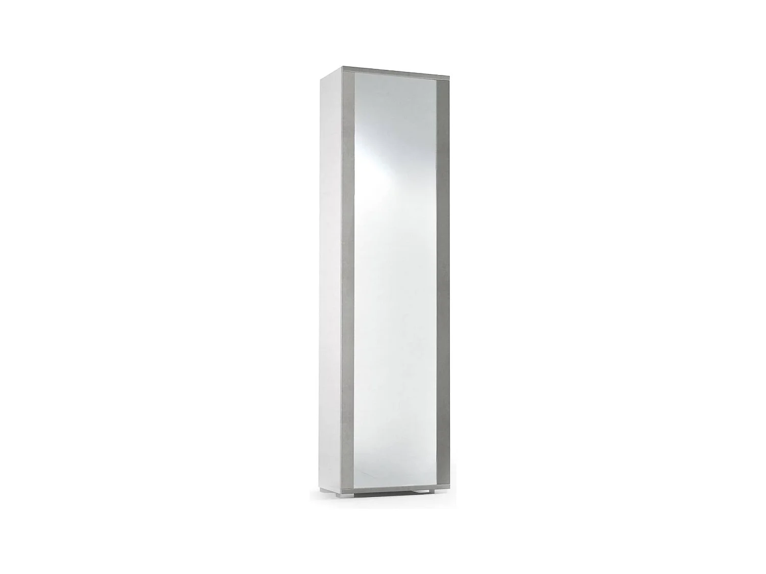 Datura schoenenrek, multifunctioneel entreemeubel met spiegeldeur, moderne schoenenkast met 7 planken, 100% Made in Italy, 50x32hx182 cm, Wit en Cement