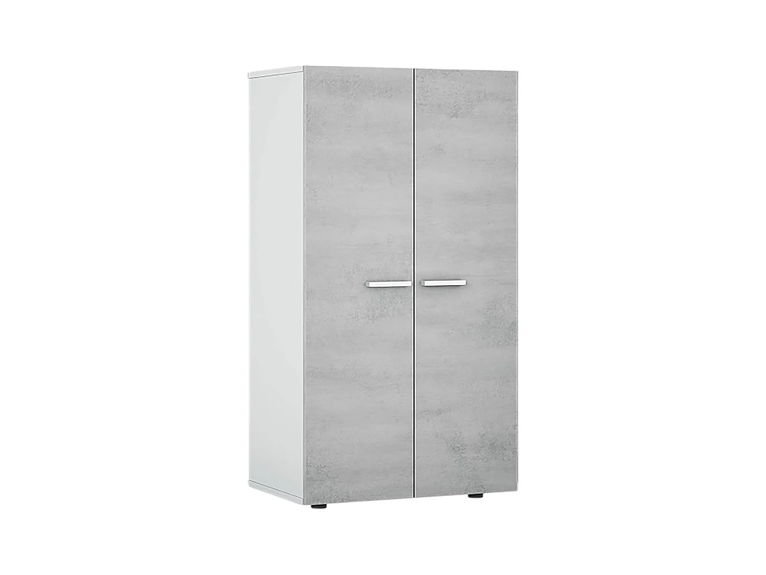 Armoire polyvalente Norwalk, armoire à chaussures 2 portes, armoire basse avec 6 étagères, étagère à chaussures basse moderne, 55x36h103 cm, blanc et ciment