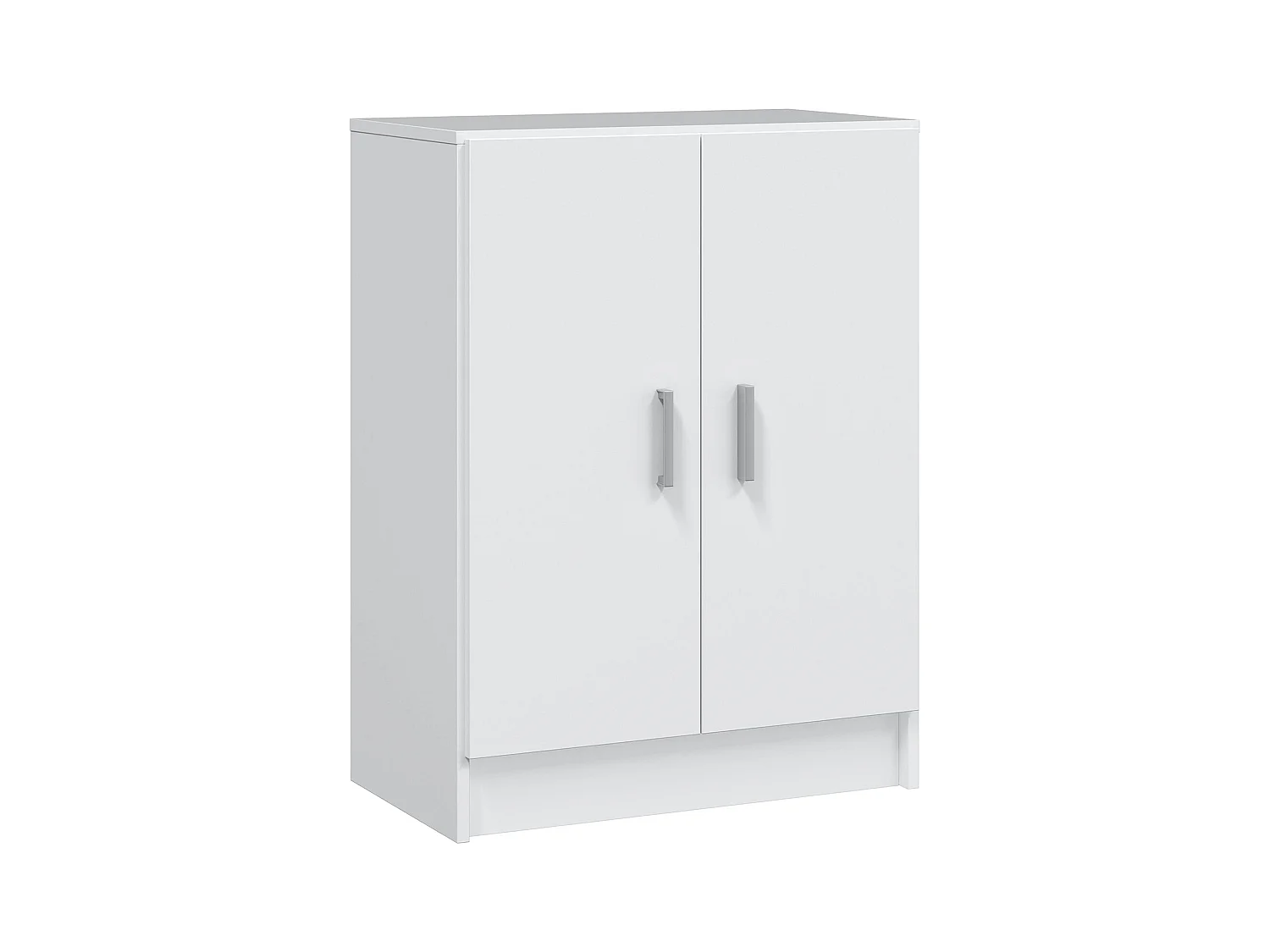 Memphis multifunctionele kledingkast, Lage extra kast met 2 deuren, Schoenenrek met 1 plank, Multifunctionele kast, 59x37h80 cm, Wit