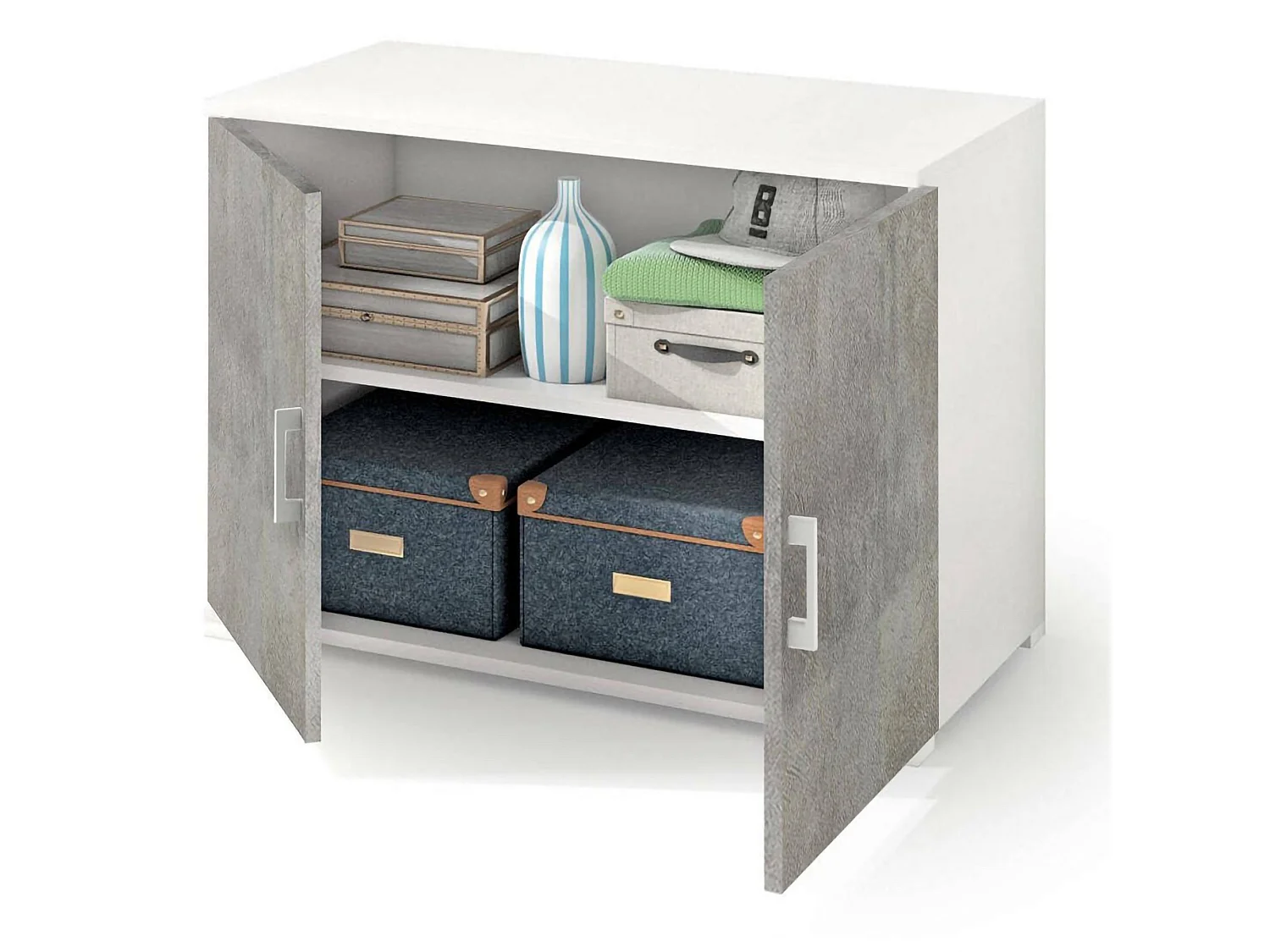 Dmora Armadio Multiuso 2 Ante Bucaneve 45x66h cm Grigio Cemento un Ripiano 2 Ante, 2 Vani Made in Italy