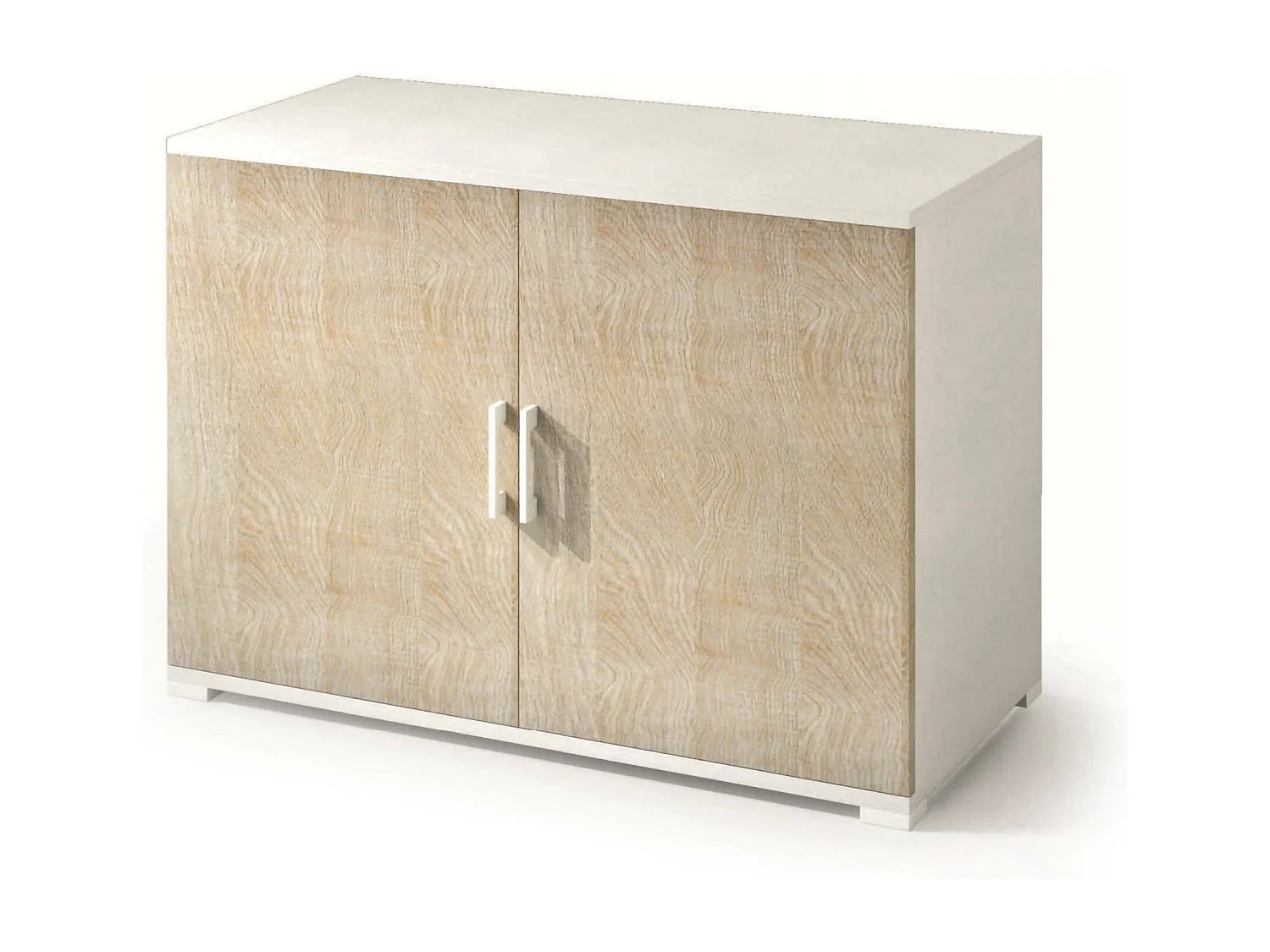 Bucaneve multifunctionele kledingkast, lineaire kast met 2 draaideuren met plank, entreekast, modern schoenenrek, 100% Made in Italy, 90x45h66 cm, eiken en wit