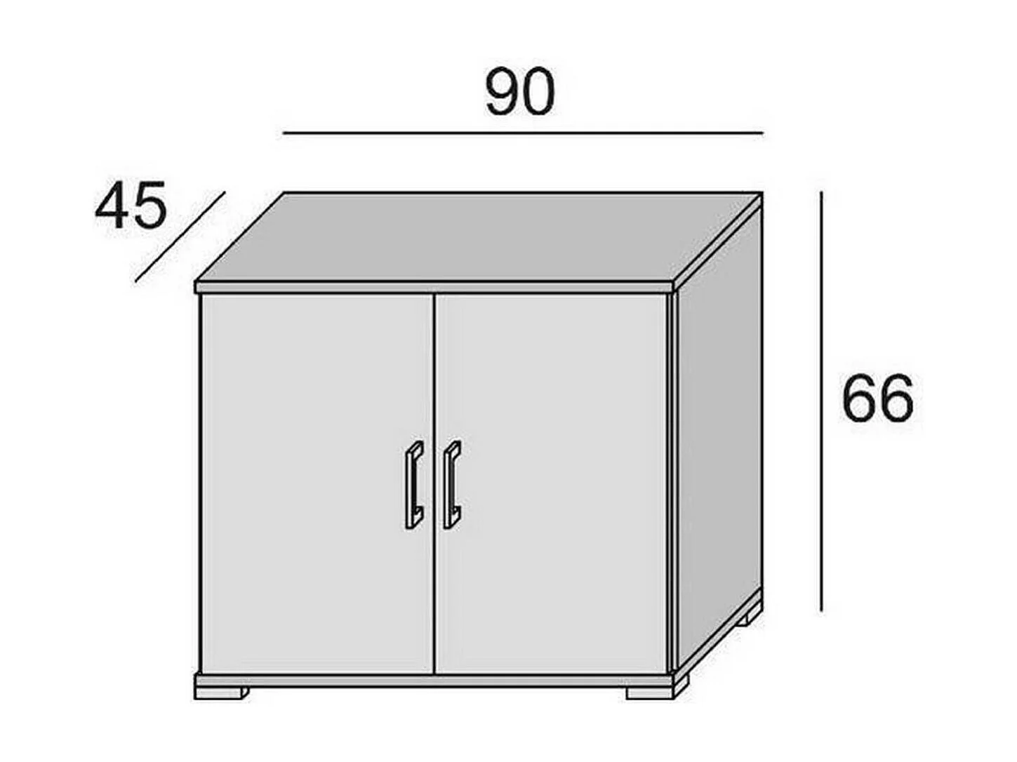 Bucaneve multifunctionele kledingkast, lineaire kast met 2 draaideuren met plank, entreekast, modern schoenenrek, 100% Made in Italy, 90x45h66 cm, eiken en wit