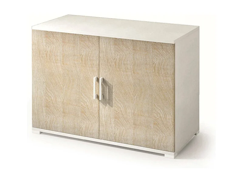 Armadio multiuso Bucaneve, Mobile lineare a 2 Ante battenti con ripiano, Mobile da ingresso, Scarpiera moderna, 100% Made in Italy, 90x45h66 cm, Rovere e Bianco