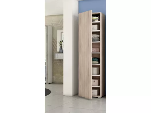 Kauf Unique Mehrzweckschrank 1 Tür Fiordaliso, linearer Schrank mit 1 Tür und 7 Regalen, Säule für Eingang oder Badezimmer, modernes Schuhregal, 100 % Made in Italy, 50 x 30 x 182 cm, Olmo