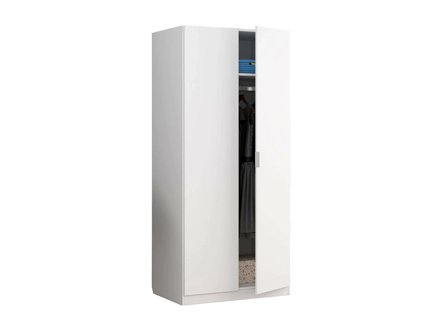 Dmora Guardaroba 2 Ante 52x180h cm Bianco Appendiabiti 2 Ante, Armadio Camera da Letto 2 Vani