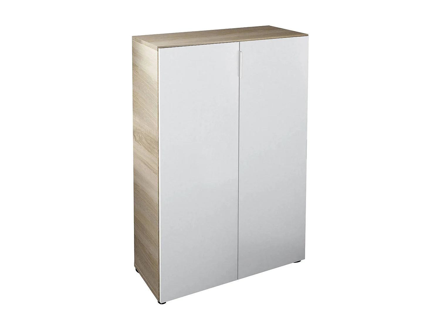 Armadio multiuso Olathe, Mobile ausiliario a 2 ante, Guardaroba basso portascarpe con 6 ripiani, Scarpiera bassa, 70x36h103 cm, Rovere e Bianco