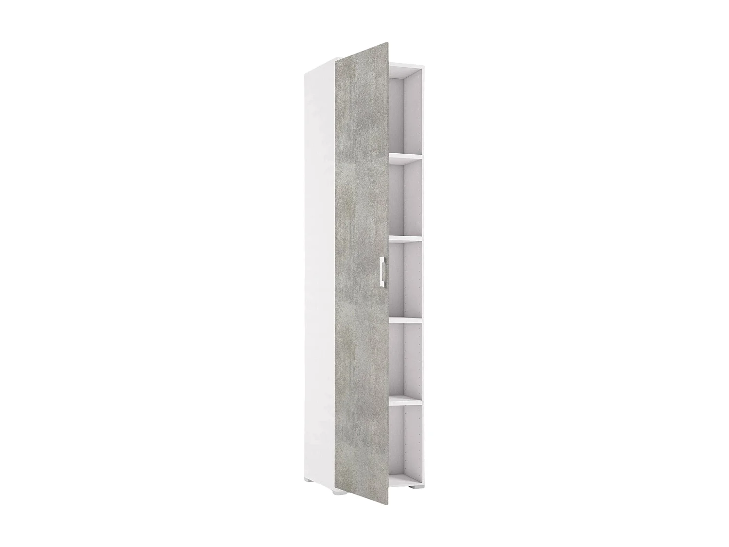 Dmora - Armoire polyvalente 1 porte Aquilegia, 45x45h195 cm, Ciment, Blanc, Panneau effet bois