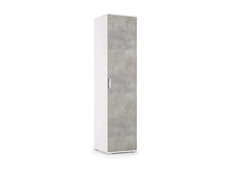 Dmora - Armoire polyvalente 1 porte Aquilegia, 45x45h195 cm, Ciment, Blanc, Panneau effet bois