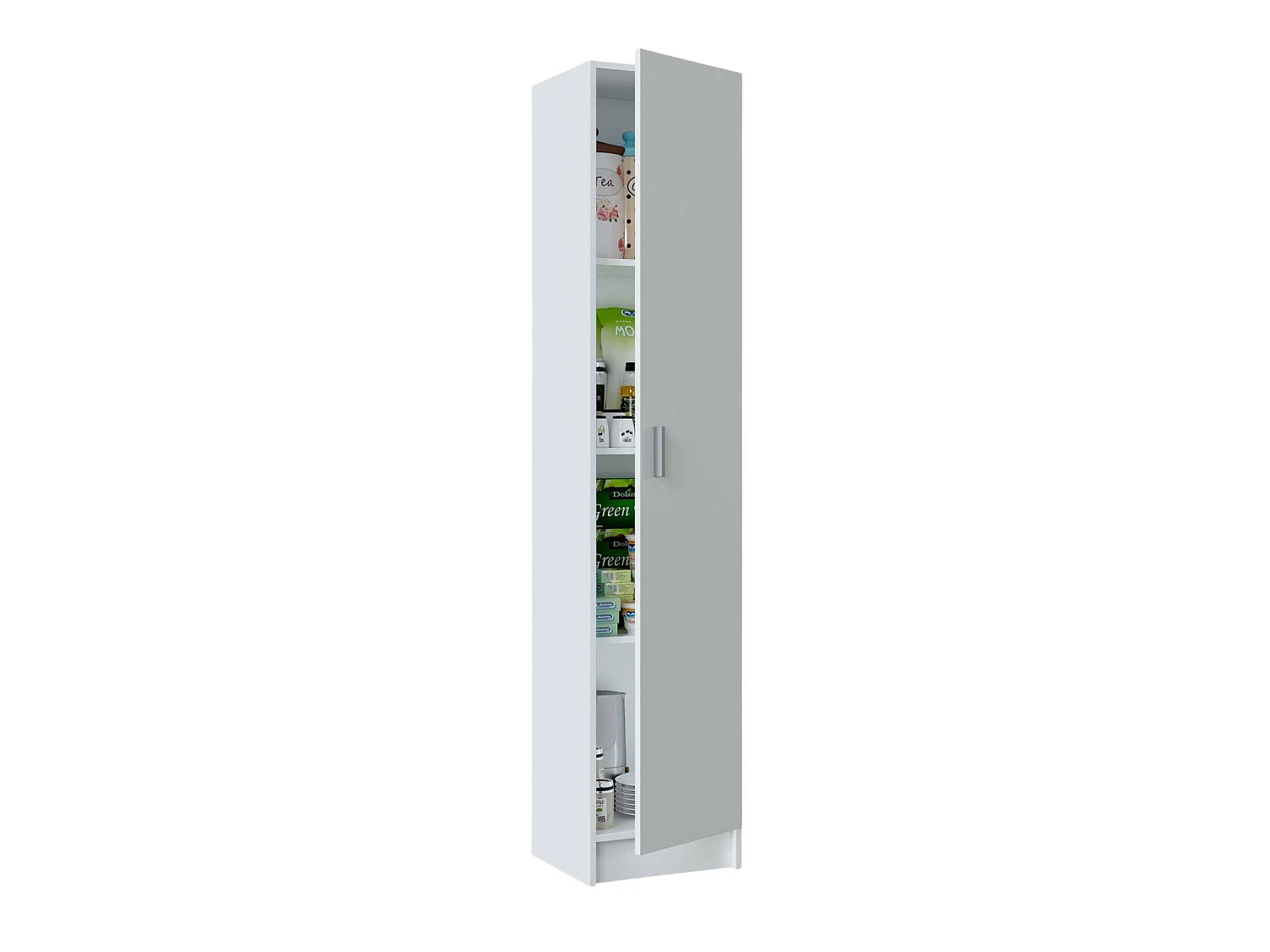 Armoire polyvalente Clearwater, Armoire auxiliaire avec 1 porte, Armoire à chaussures avec étagères, Étagère à chaussures vertical\, 37x37h180 cm, Blanc