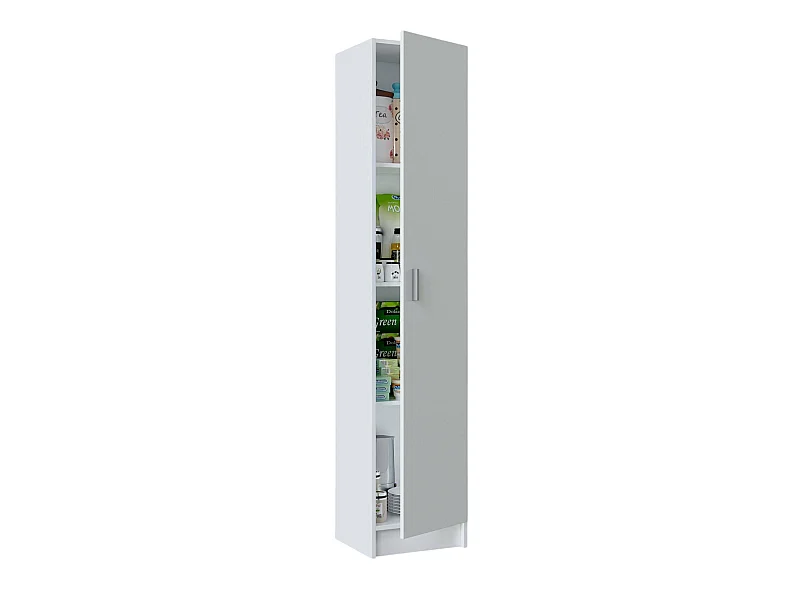 Dmora Multifunctionele Kast 1 Deur Clearwater 37x180h cm Wit 3 Planken, Scharnierdeur