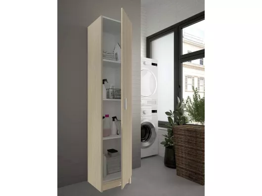 Kauf Unique Clearwater Mehrzweck-Kleiderschrank, Hilfsschrank mit 1 Tür, Schuhschrank mit Regalen, vertikales Schuhregal, 37 x 37 x 180 cm, Eiche